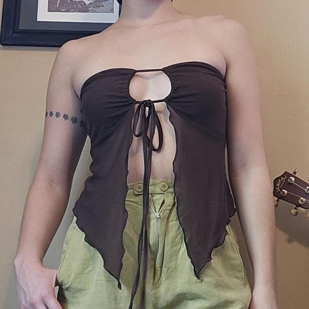 American Vintage Brown Strapless Tie-Front Camisole
